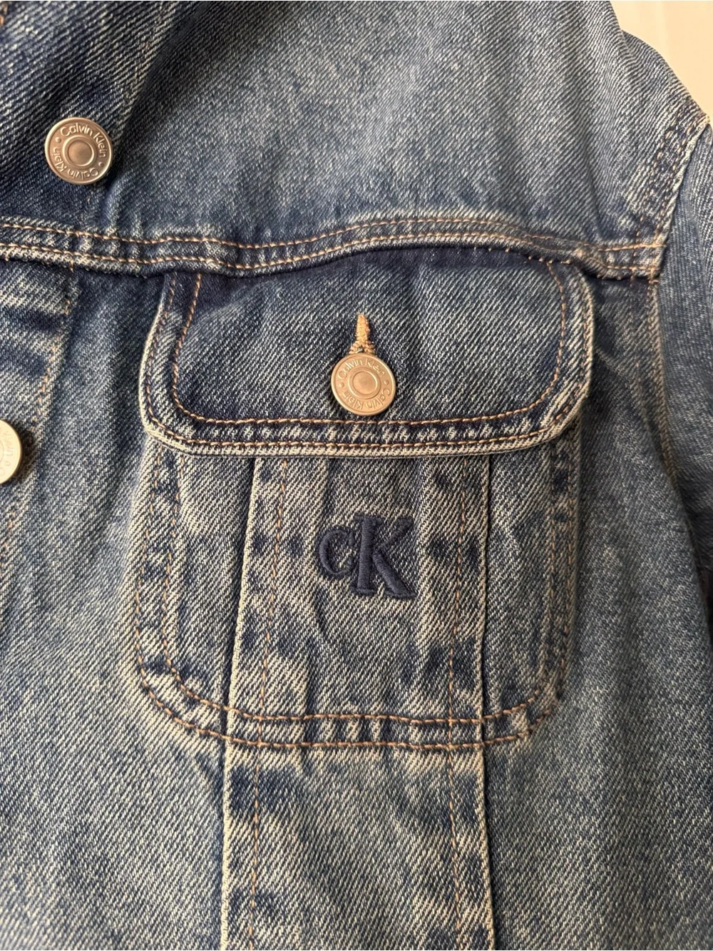 Calvin Klein Jeans Girls' Medium Blue Denim Jacket
